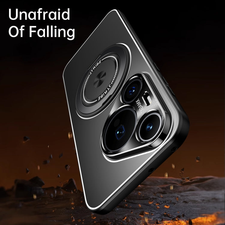 Funda de metal esmerilado con soporte giratorio para Huawei Pura 80 Pro+ 5G (titanio)