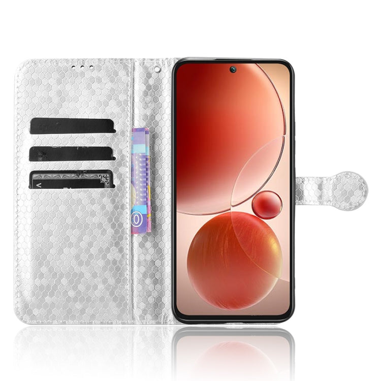 Funda de Cuero para Itel S25 con Textura de Puntos en Forma de Panal (Plateada)