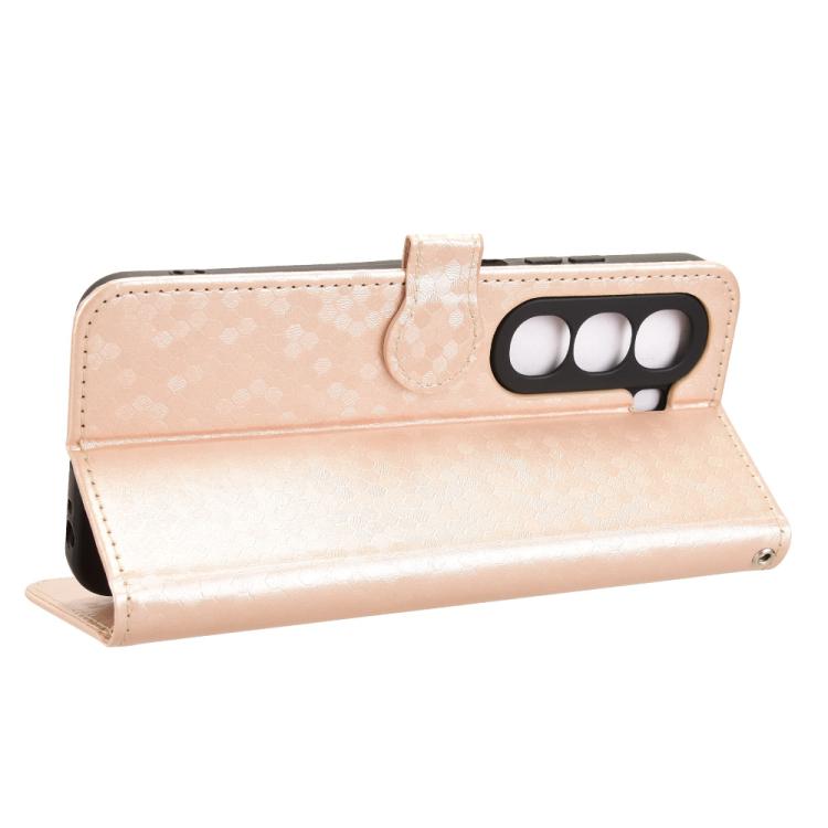 Funda de cuero con textura de puntos de panal para itel A95 5G (dorada)