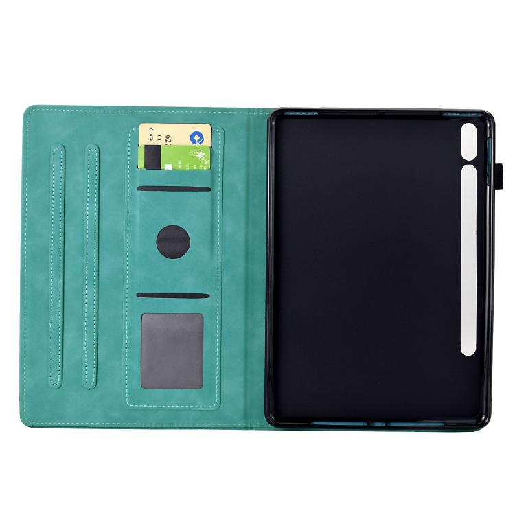 Funda inteligente de cuero con relieve de gatos para Samsung Galaxy Tab S10 FE+ (azul claro)