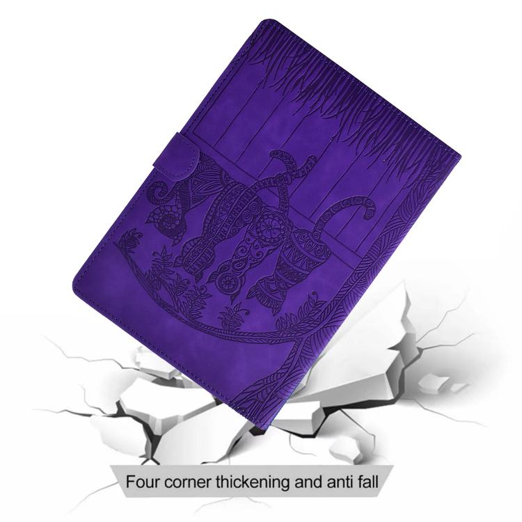 Funda de piel con relieve de gatos para Samsung Galaxy Tab S10 FE+ (morada)