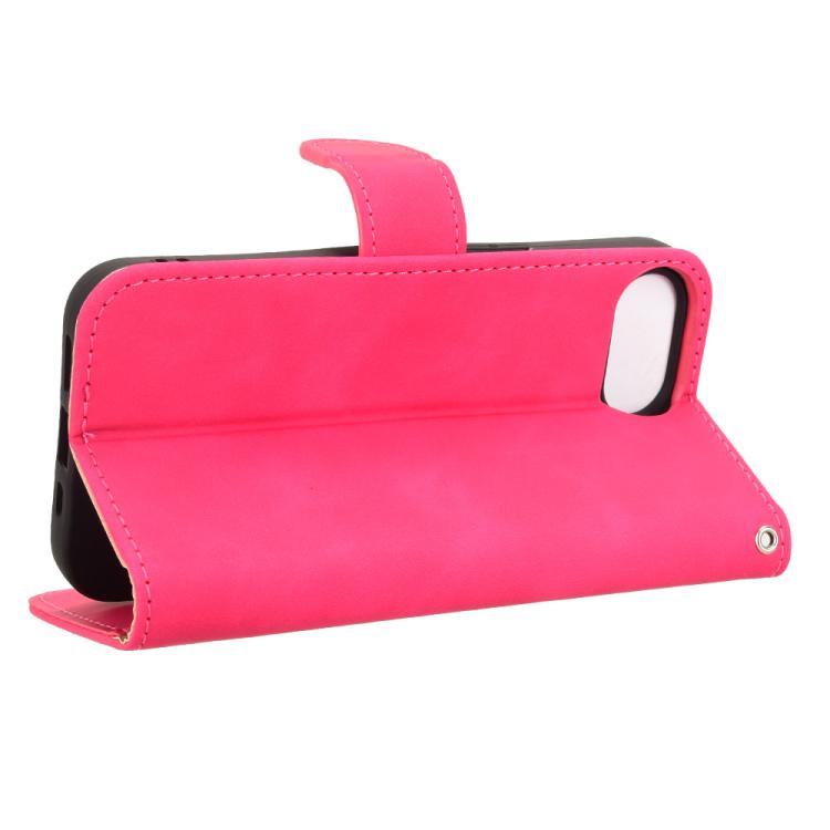 Funda de Cuero para iPhone 16E con Tapa Magnética y Tacto Agradable (Rosa y Rojo)