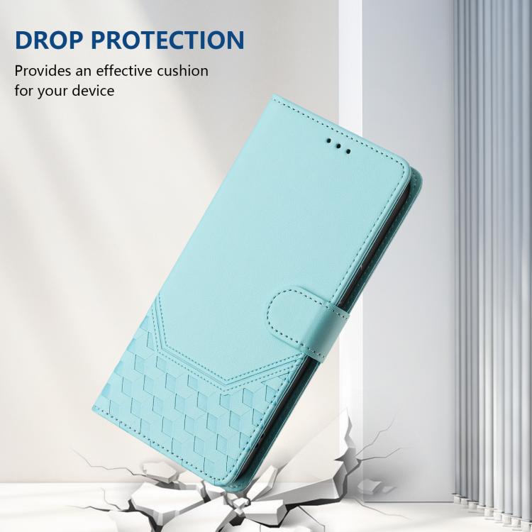 Funda de Cuero Rfid con Relieve en Panal para iPhone 16E (Verde Menta)
