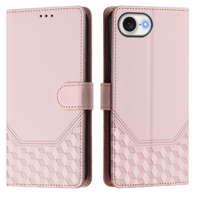 Funda de Cuero Rfid con Relieve en Panal para iPhone 16E (Rosa)