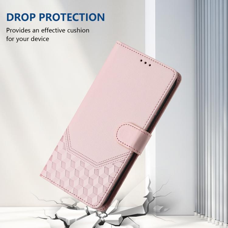 Funda de Cuero Rfid con Relieve en Panal para iPhone 16E (Rosa)