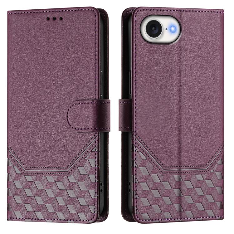 Funda de Cuero Rfid con Relieve en Panal para iPhone 16E (Violeta)