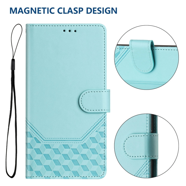 Funda de Cuero Rfid con Relieve en Panal para Nokia C10/C20 (Verde Menta)