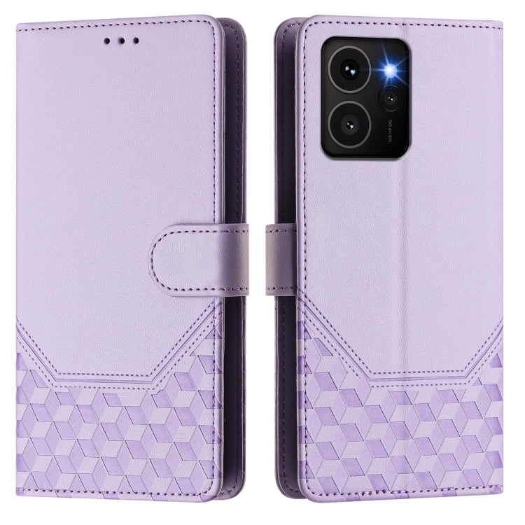 Funda de Cuero Rfid para Teléfono HMD Skyline con Relieve Panal de Abeja (Morado Claro)