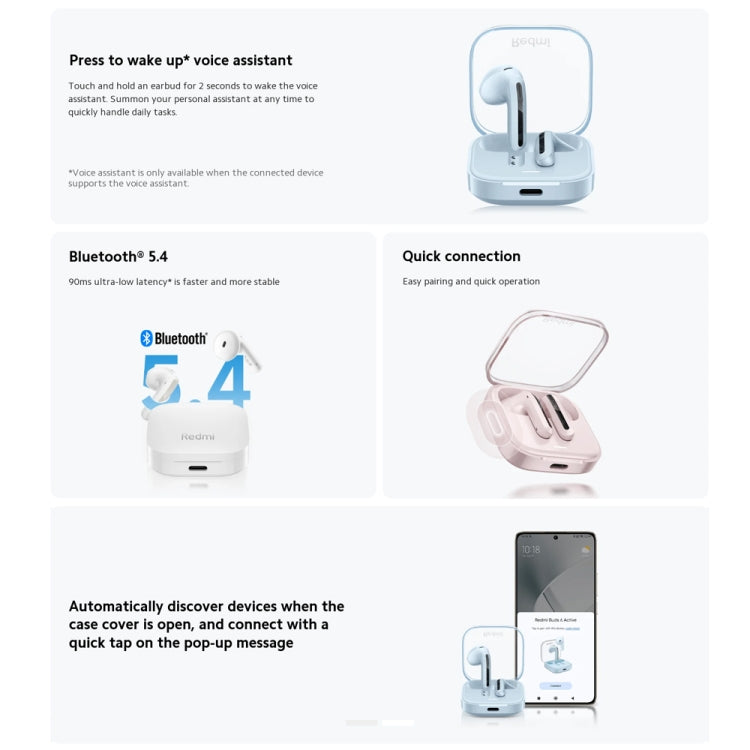 Auriculares Intrauditivos Inalámbricos Xiaomi Redmi Buds 6 Active Bt5.4 (Negros)