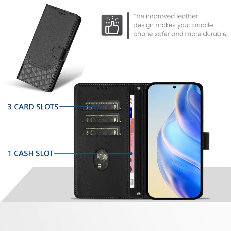 Funda de Cuero Rfid con Relieve en Panal para Sony Xperia 1 V (2023) (Negra)