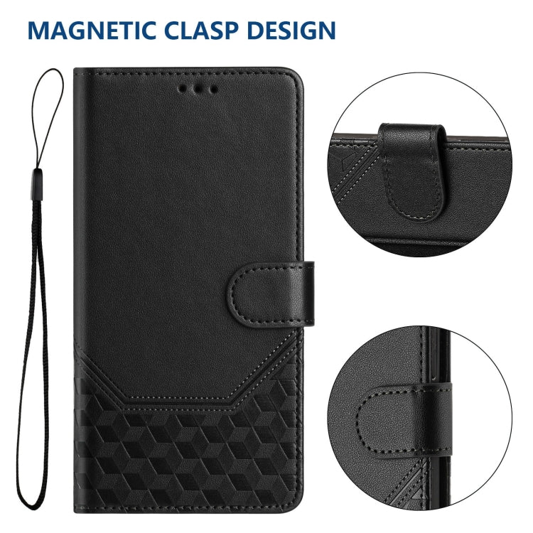 Funda de Cuero Rfid con Relieve en Panal para Sony Xperia 1 V (2023) (Negra)