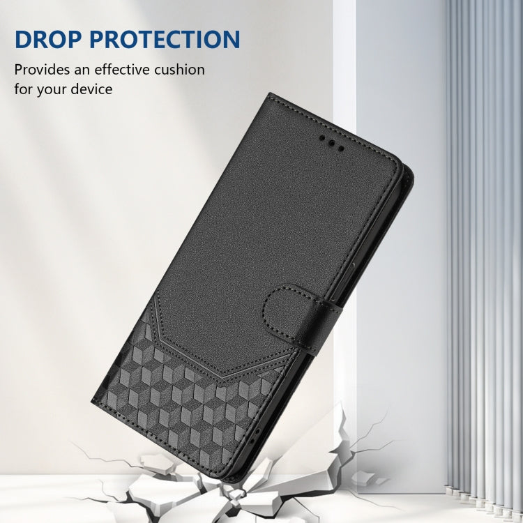 Funda de Cuero Rfid con Relieve en Panal para Sony Xperia 1 V (2023) (Negra)