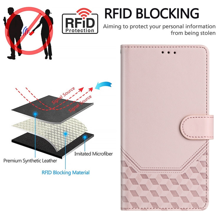 Funda de Cuero RFID con Relieve en Panal para Sony Xperia 1 VI (2024) (Rosa)