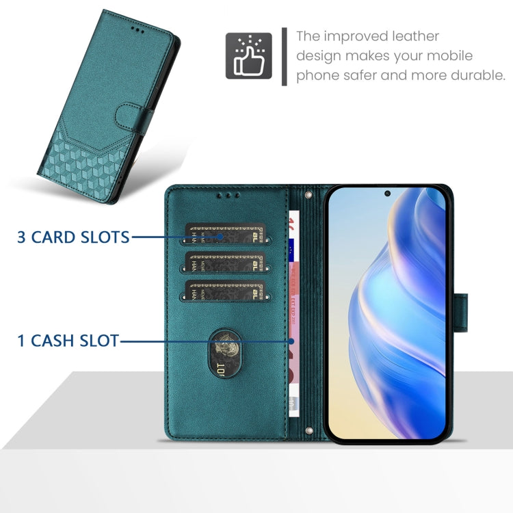 Funda de Cuero Rfid con Relieve en Panal para Sony Xperia 1 Vi (2024) (Verde Pavo Real)