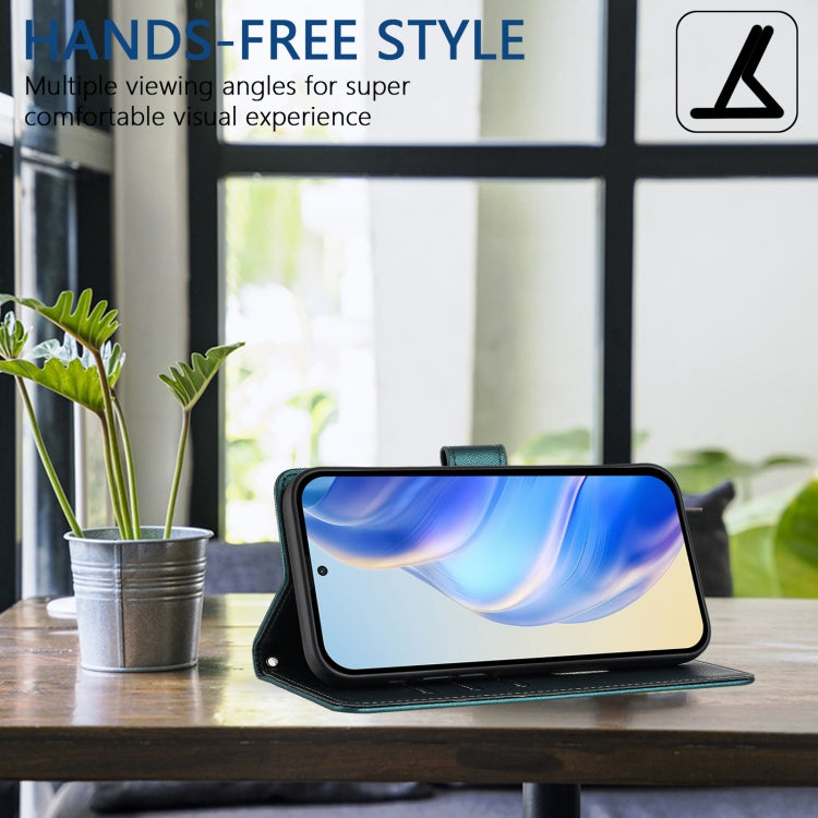 Funda de Cuero Rfid con Relieve en Panal para Sony Xperia 1 Vi (2024) (Verde Pavo Real)