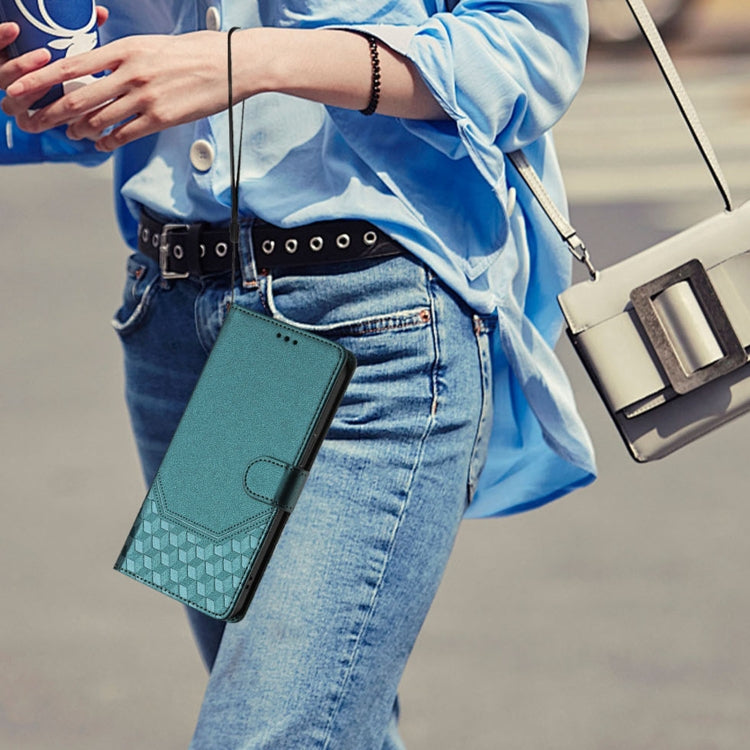 Funda de Cuero Rfid con Relieve en Panal para Sony Xperia 1 Vi (2024) (Verde Pavo Real)