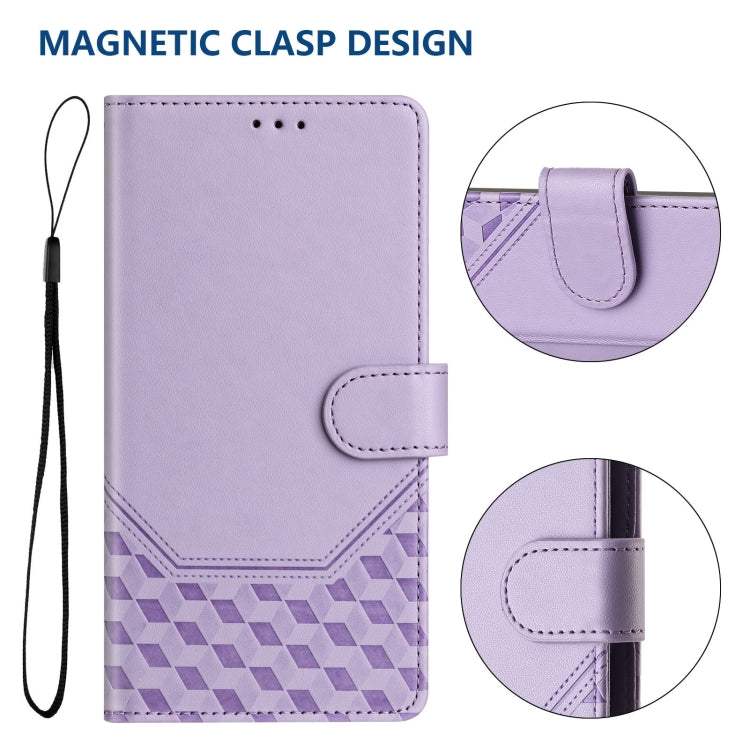 Funda de Cuero Rfid con Relieve en Panal para Sony Xperia 5 Vi (2024) (Morado Claro)