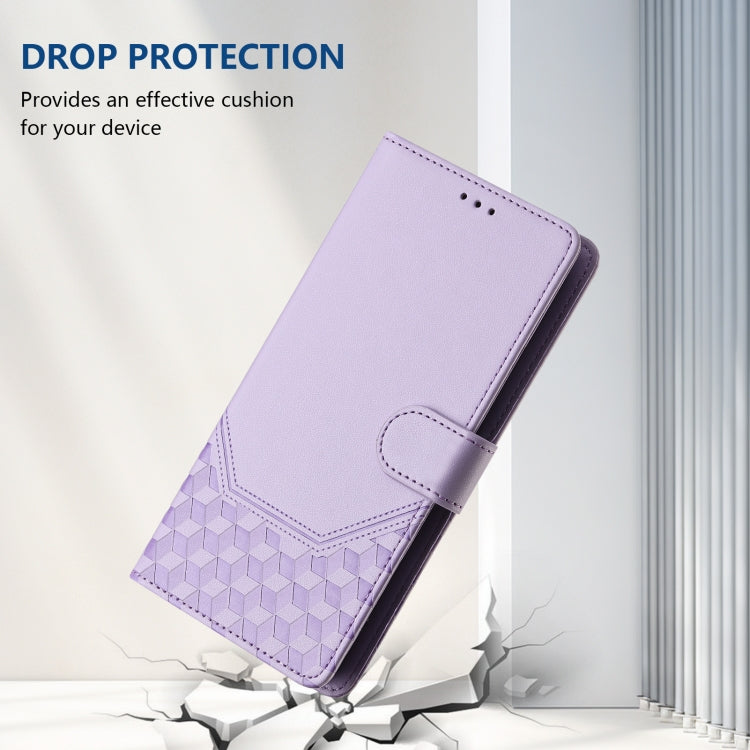 Funda de Cuero Rfid con Relieve en Panal para Sony Xperia 5 Vi (2024) (Morado Claro)