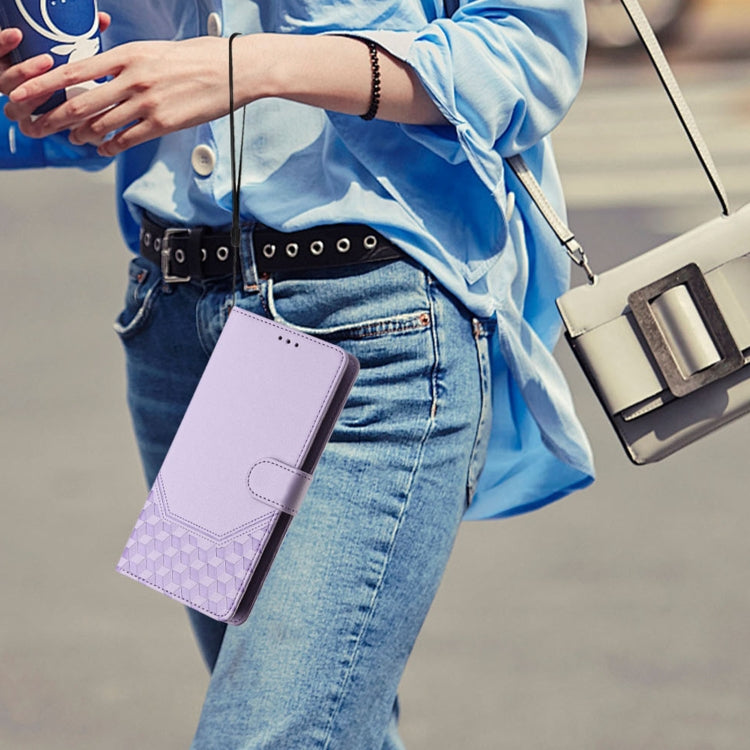 Funda de Cuero Rfid con Relieve en Panal para Sony Xperia 5 Vi (2024) (Morado Claro)