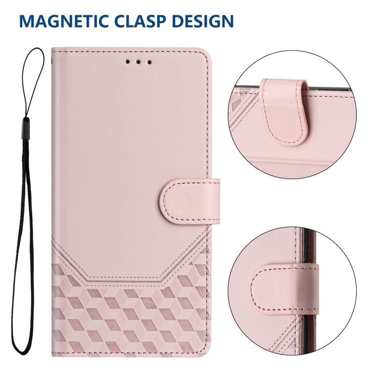 Funda de Cuero RFID para Sony Xperia 10 IV con Relieve en Panal (Rosa)