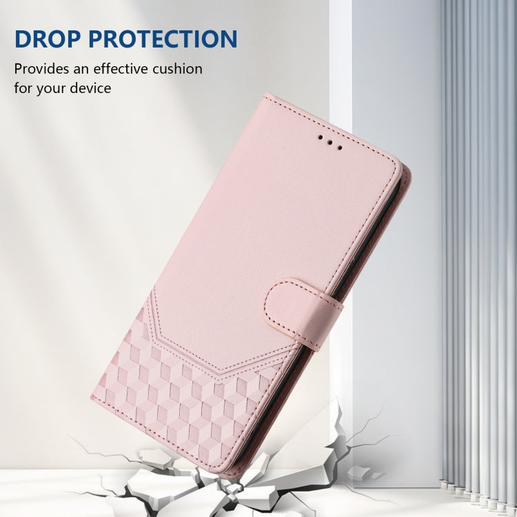Funda de Cuero RFID para Sony Xperia 10 IV con Relieve en Panal (Rosa)