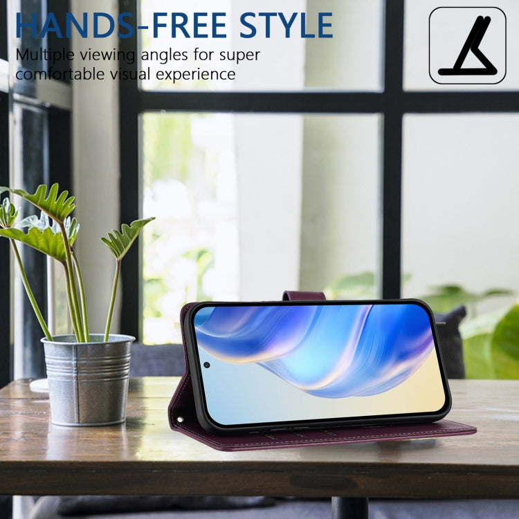 Funda de Cuero Rfid con Relieve en Panal para Sony Xperia 10 Vi (2024) (Violeta)