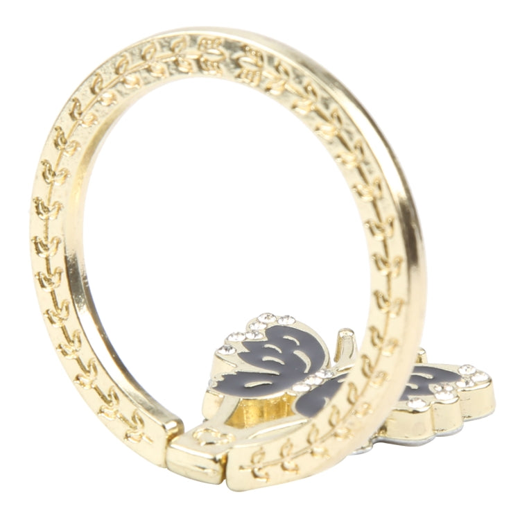 Soporte de Anillo para Teléfono Móvil Metal Mariposa (Negro)