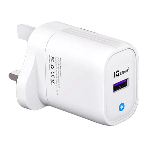 Cargador Rápido USB 120 W con Enchufe Británico (Blanco)