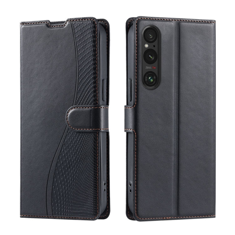 Funda de Cuero Ultrafina con Puntos para Sony Xperia 1 Vi Voltage (Negra)