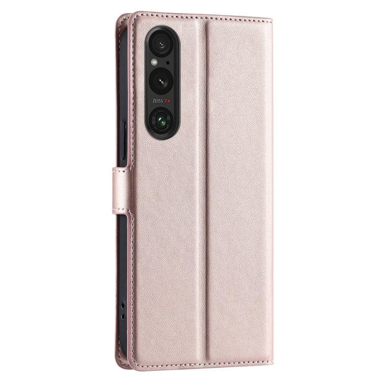Funda de Cuero Ultrafina con Puntos para Sony Xperia 1 V Voltage (Oro Rosa)