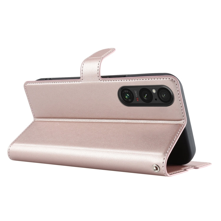 Funda de Cuero Ultrafina con Puntos para Sony Xperia 1 V Voltage (Oro Rosa)