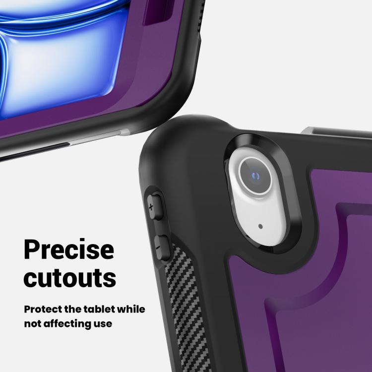 Funda Híbrida Tipo Panal para iPad Air 11 (2025/2024) con Asa y Correa (Morado)