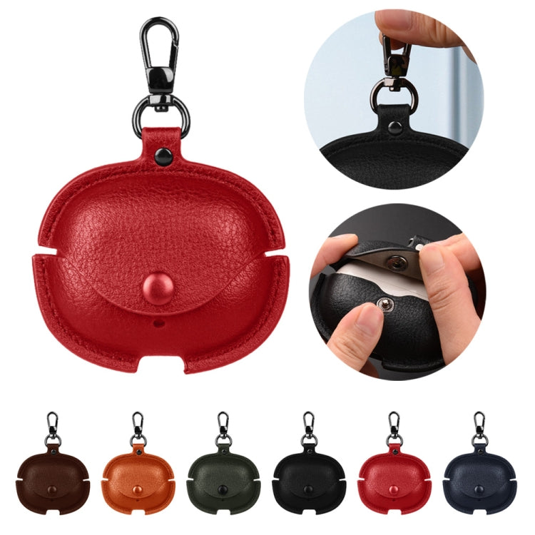 Funda Protectora de Cuero para Auriculares Realme Air 5 Pro con Gancho (Marrón Claro)