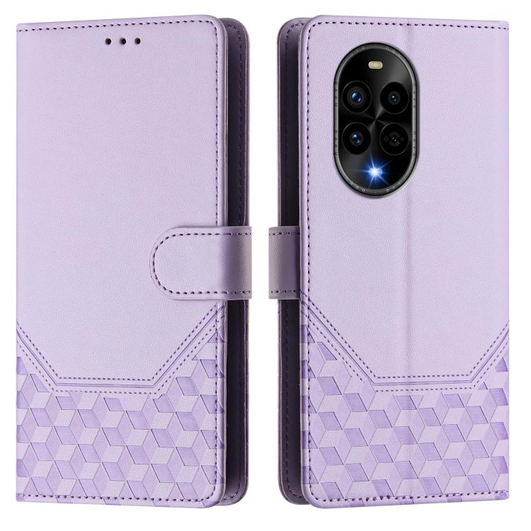 Funda de Cuero Rfid con Relieve en Panal para Huawei Nova 13 Pro (Morado Claro)