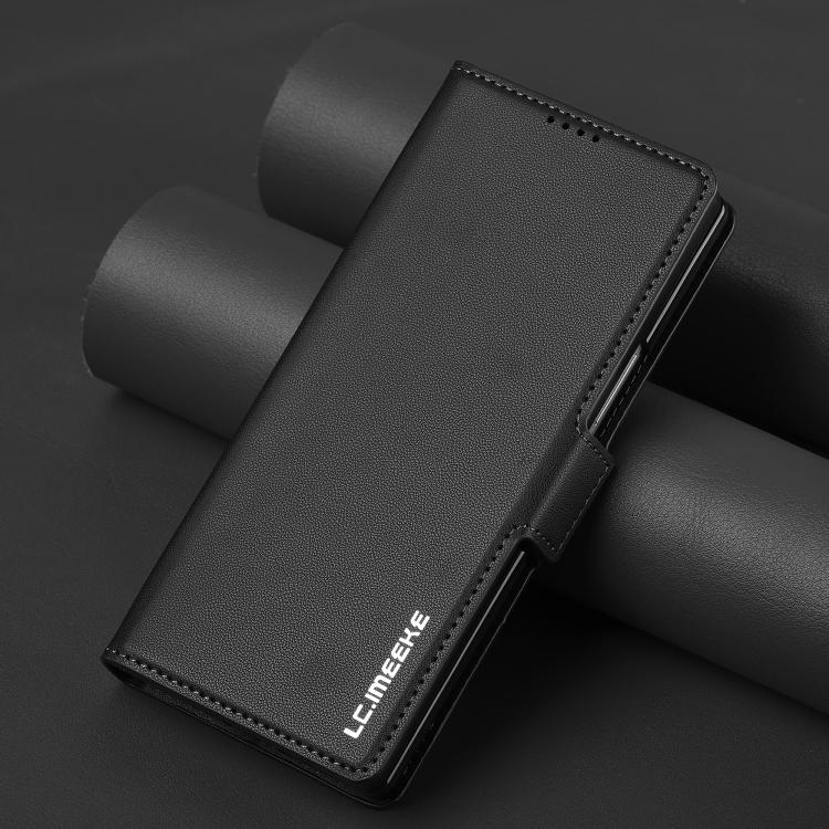 Funda de PU con textura fina esmerilada para Samsung Galaxy Z Fold7 5G LC.IMEEKE L1 Series con ranura para bolígrafo (no incluye bolígrafo) (negro)