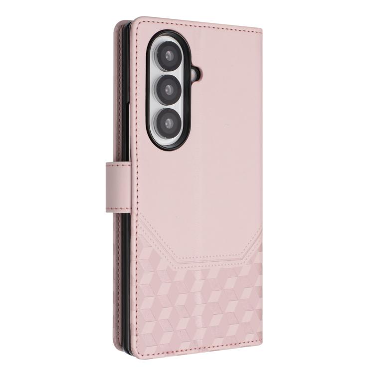 Funda de cuero con relieve de panal RFID para Samsung Galaxy Z Fold7 5G (rosa)