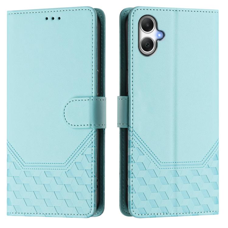 Funda de piel con relieve de panal RFID para Samsung Galaxy A07 4G (verde menta)