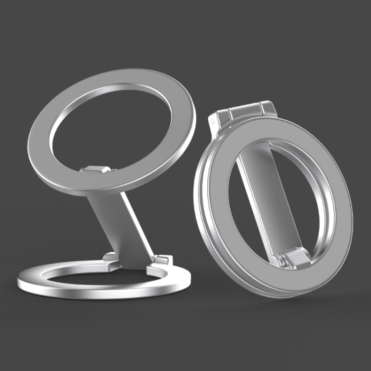 Soporte Magnético Para Teléfono Anillo Plegable Magsafe Doble Cara Forma de Z (Plateado)