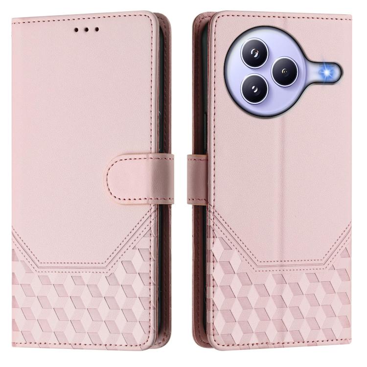 Funda de cuero con relieve de panal RFID para Xiaomi Civi 5 Pro 5G (rosa)