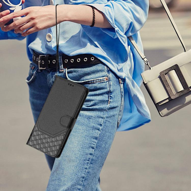 Funda de cuero con relieve de panal RFID para Xiaomi 15S Pro 5G (negra)