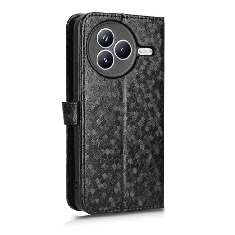 Funda de cuero con textura de panal y puntos para Xiaomi Civi 5 Pro 5G (negra)