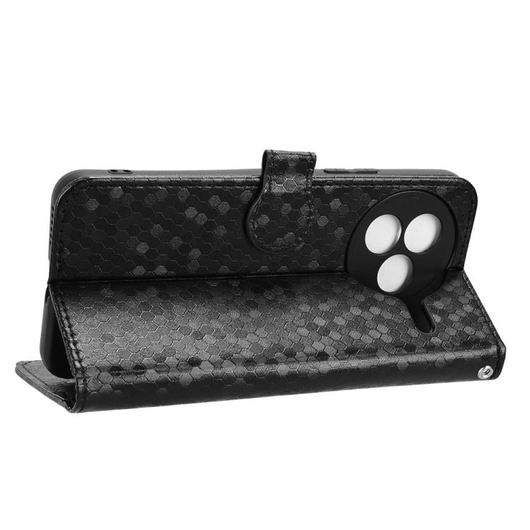 Funda de cuero con textura de panal y puntos para Xiaomi Civi 5 Pro 5G (negra)