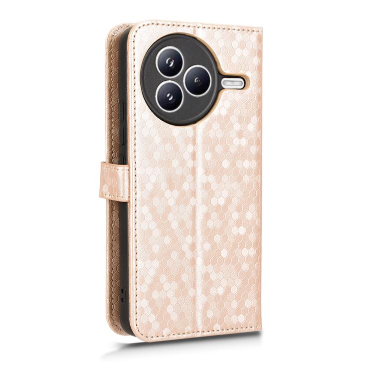 Funda de cuero con textura de panal y puntos para Xiaomi Civi 5 Pro 5G (dorada)