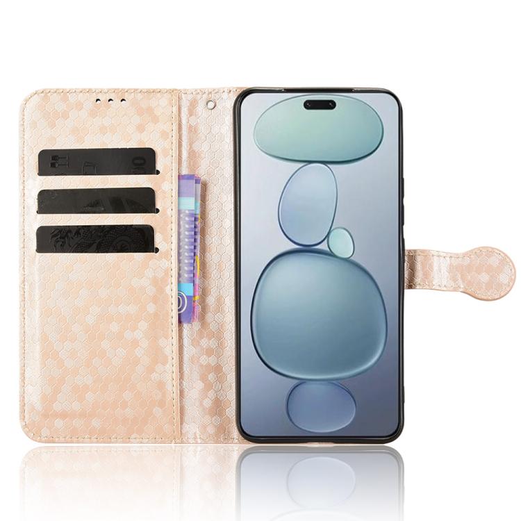 Funda de cuero con textura de panal y puntos para Xiaomi Civi 5 Pro 5G (dorada)