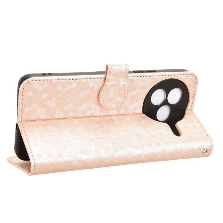 Funda de cuero con textura de panal y puntos para Xiaomi Civi 5 Pro 5G (dorada)