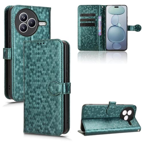Funda de cuero con textura de panal y puntos para Xiaomi Civi 5 Pro 5G (verde)