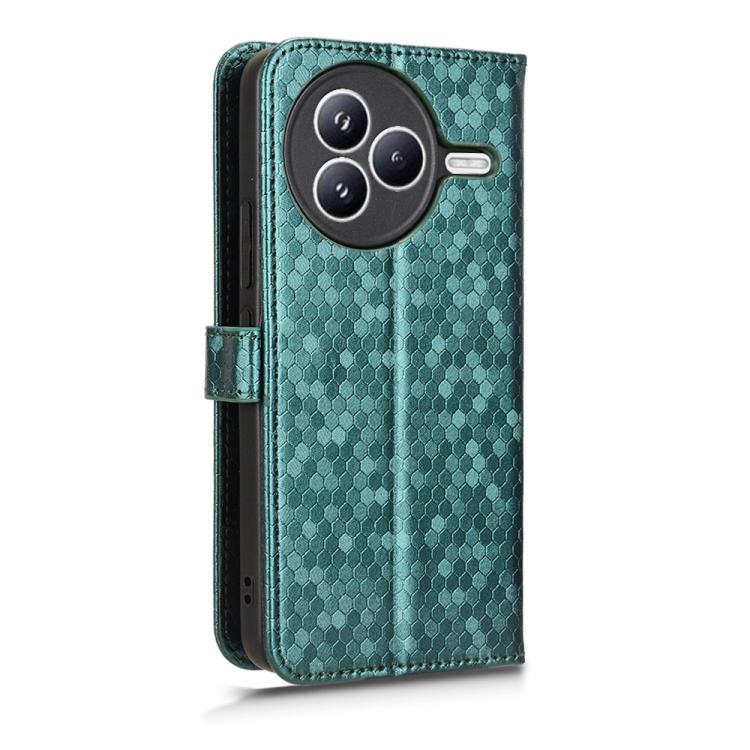 Funda de cuero con textura de panal y puntos para Xiaomi Civi 5 Pro 5G (verde)