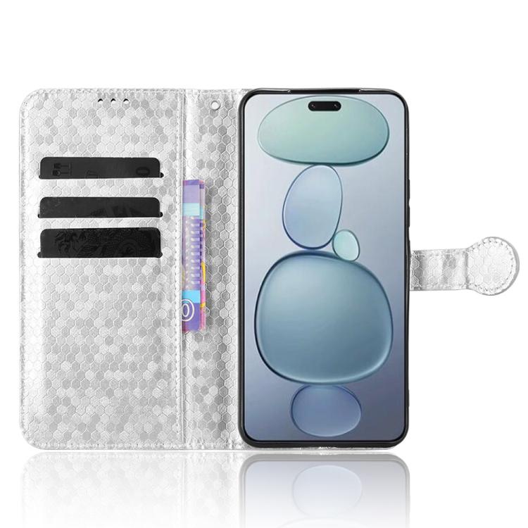 Funda de cuero con textura de panal y puntos para Xiaomi Civi 5 Pro 5G (plateada)