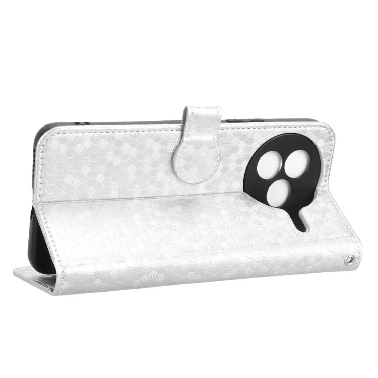 Funda de cuero con textura de panal y puntos para Xiaomi Civi 5 Pro 5G (plateada)