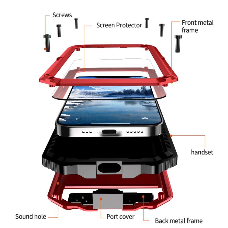 Funda para Teléfono R-Just Life Resistente Agua Polvo Golpes para iPhone 16E (Roja)